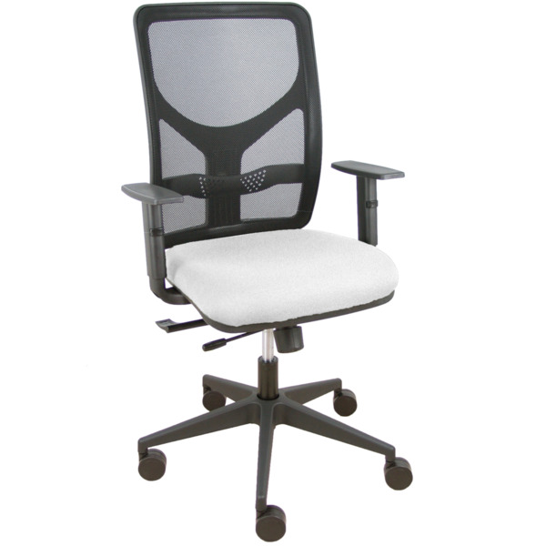 Silla Motilla traslack malla negra asiento bali blanco brazo regulable