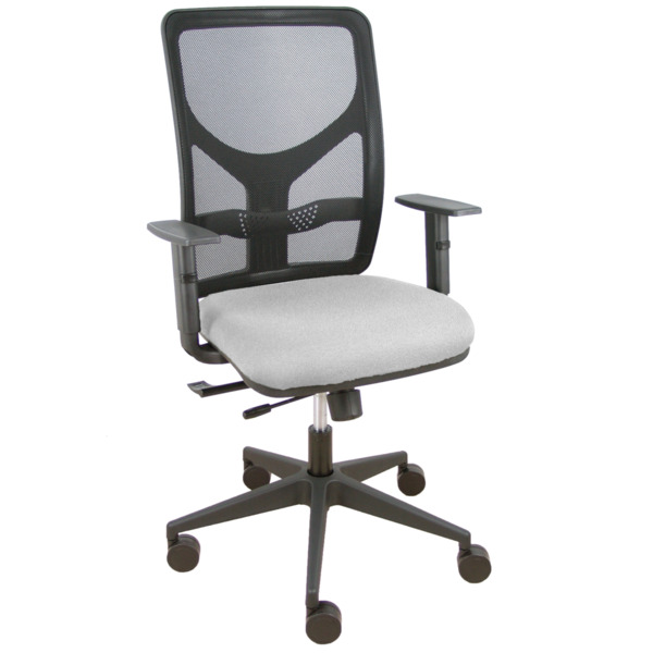 Silla Motilla traslack malla negra asiento bali gris claro brazo regulable