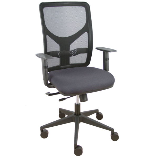 Silla Motilla traslack malla negra asiento bali gris oscuro brazo regulable