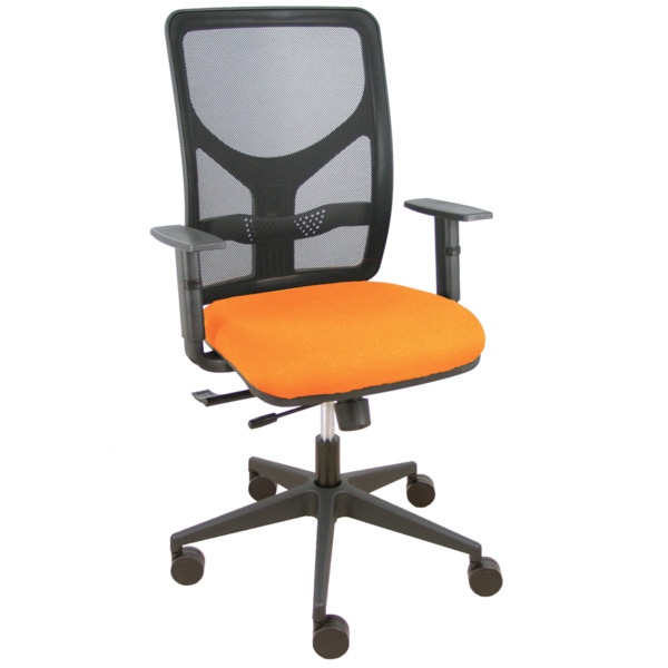 Silla Motilla traslack malla negra asiento bali naranja brazo regulable