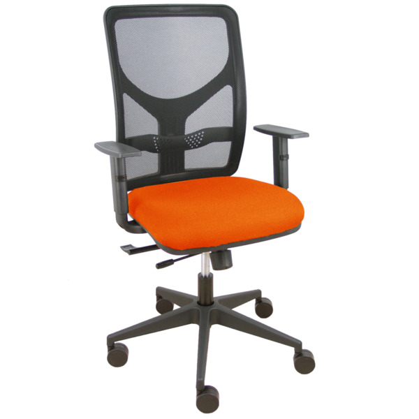 Silla Motilla traslack malla negra asiento bali naranja oscuro brazo regulable