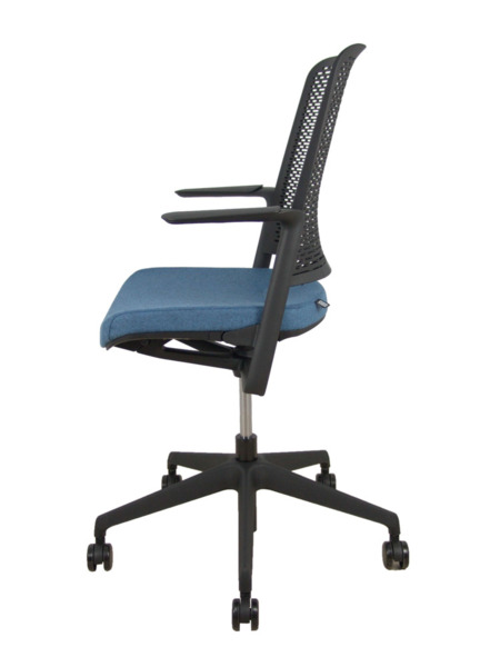 Silla WithMe negra asiento blazer azul petróleo (3)