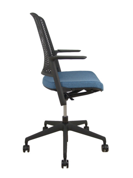 Silla WithMe negra asiento blazer azul petróleo (7)