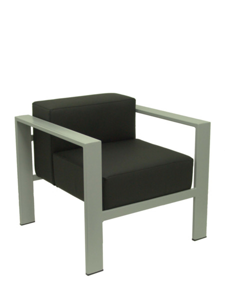 Sillón de oficina de espera Lázaro similpiel negro chasis plata (1)