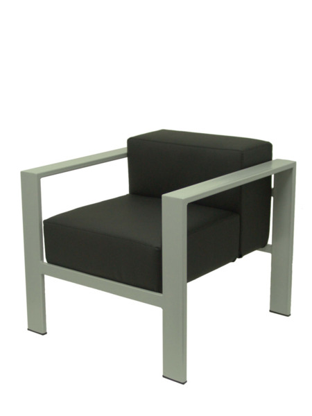 Sillón de oficina de espera Lázaro similpiel negro chasis plata (3)