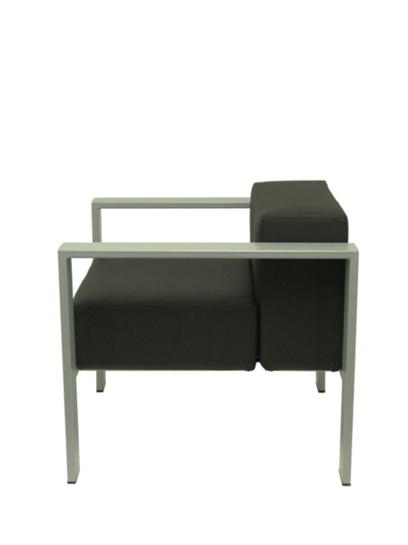 Sillón de oficina de espera Lázaro similpiel negro chasis plata (4)