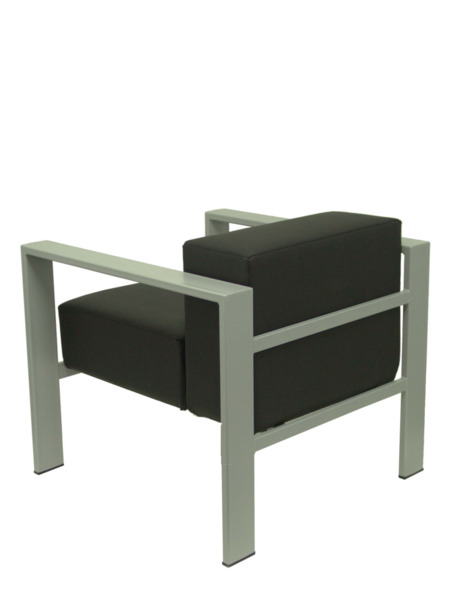 Sillón de oficina de espera Lázaro similpiel negro chasis plata (5)