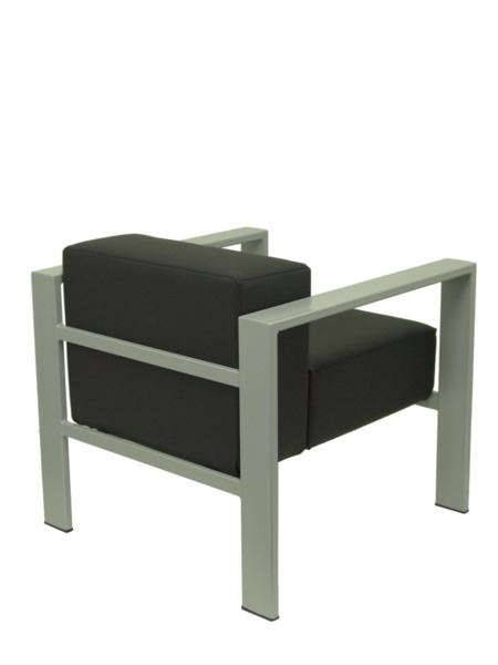 Sillón de oficina de espera Lázaro similpiel negro chasis plata (7)