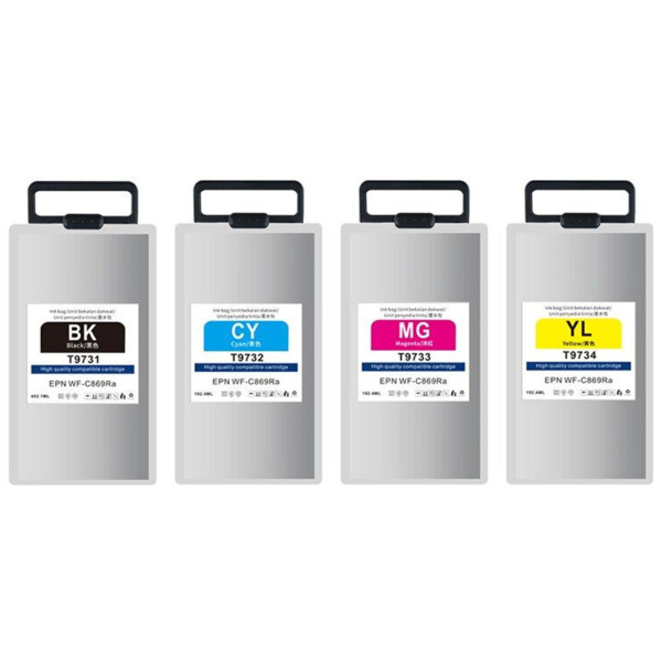 T9731 T9732 T9733 T9734 Pack 4 tinteiro pigmentada generico para Workforce negro WF-C869 negro, cyan, magenta y amarillo